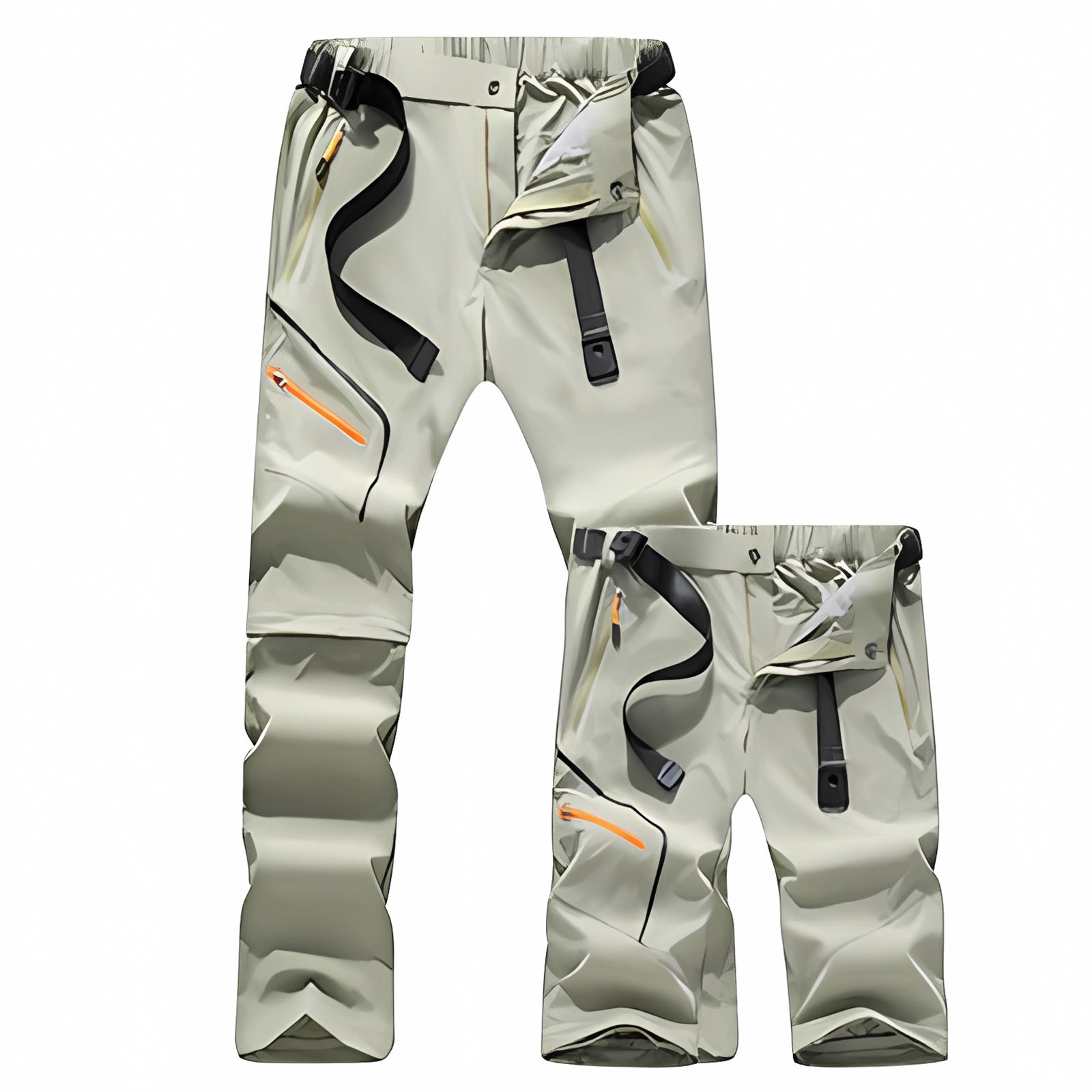 thumbnail image 2 of Pantalones de senderismo con cremallera desmontable para hombre: nailon transpirable, secado rápido, cintura ajustable con cinturón, adecuados para deportes al aire libre, 2 of 4